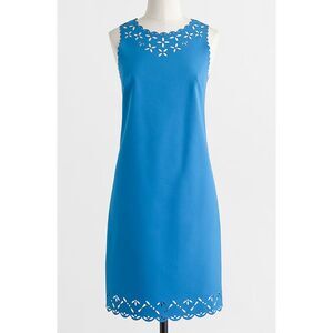 J Crew Laser-cut floral neckline/ hem blue size 6